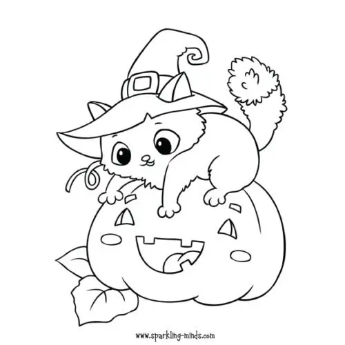 halloween cat coloring page