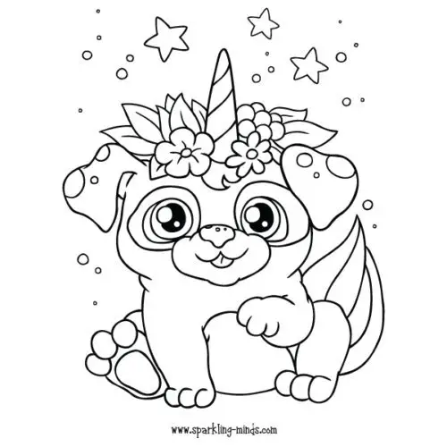 unicorn puppy coloring page