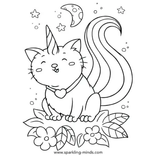 caticorn coloring page for kids