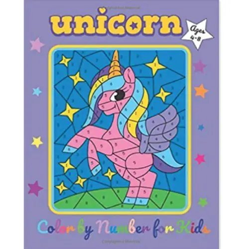 unicorn color by number book for kids